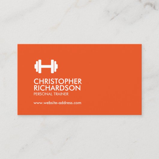 Carte De Visite Dumbbell Logo Fitness Personal Trainer Orange/Grey (Devant)