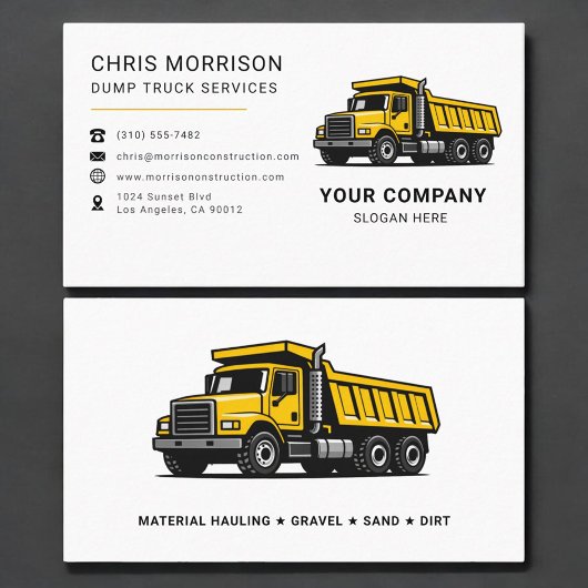 Carte De Visite Dump Truck Services