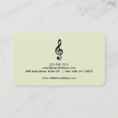 Carte de visite d'un musicien élégant avec note de (Dos)