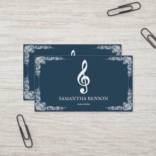 Carte de visite d'un musicien élégant avec note de (Devant/Arrière en situation)