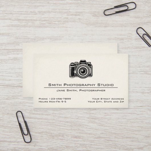 Carte de visite d'un studio de photographie (Devant/Arrière en situation)