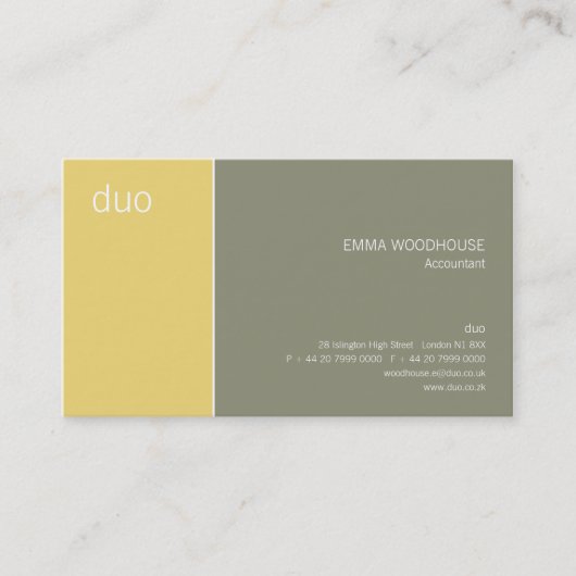 Carte De Visite Duo gris et jaune (Devant)