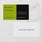 Carte De Visite Duo - vert et noir (2" x 3,5") (Devant / Derrière)