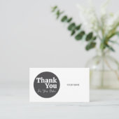 Carte De Visite Duotone elegant gray white Thank you card (Debout devant)