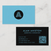 Carte De Visite Duotone modern minimalist monogram (Devant / Derrière)