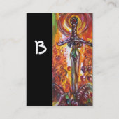 CARTE DE VISITE DURENDAL, ÉPÉE ROMANTIQUE ET MONOGRAMME ANGEL (Dos)