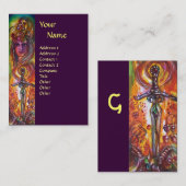 CARTE DE VISITE DURENDAL, ÉPÉE ROMANTIQUE ET MONOGRAMME ANGEL (Devant / Derrière)