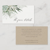 Carte De Visite Dusky Green Leafy Fern Mariage Succulent Détails (Devant / Derrière)