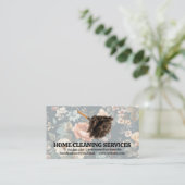 Carte De Visite Duster de nettoyage | Élégant motif floral (Debout devant)