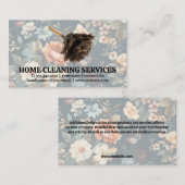 Carte De Visite Duster de nettoyage | Élégant motif floral (Devant / Derrière)