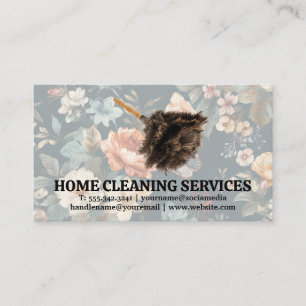 Carte De Visite Duster de nettoyage   Élégant motif floral