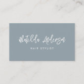 Carte De Visite Dusty bleu moderne script minimal QR CODE (Devant)