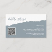 Carte De Visite Dusty bleu moderne script minimal QR CODE (Dos)