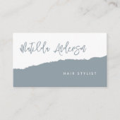 Carte De Visite Dusty bleu moderne script minimal QR CODE (Devant)