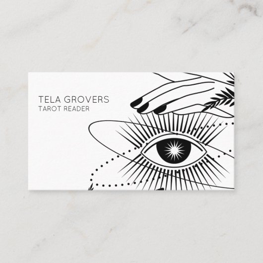 Carte De Visite Dusty Blue Chic moderne Mystic Eye Tarot Reader (Devant)