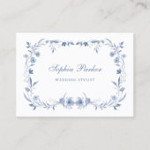 Carte De Visite Dusty Blue Chinoiserie Floral (Devant)