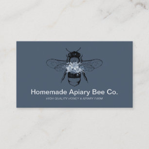 Carte De Visite Dusty Blue Fleur Apiary Ferme de Miel Élégant