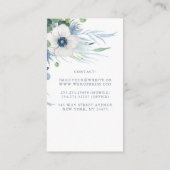 Carte De Visite Dusty Blue Floral Greenery Anemone et Eucalyptus (Dos)