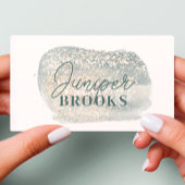 Carte De Visite Dusty Blue Grey Social Media QR Code Parties scint