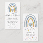 Carte De Visite Dusty Blue Modern Rainbow Baby Boy Diaper Raffle (Devant / Derrière)