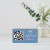 Carte De Visite Dusty Blue Suivre Analyser Pour Se Connecter Avec  (Debout devant)