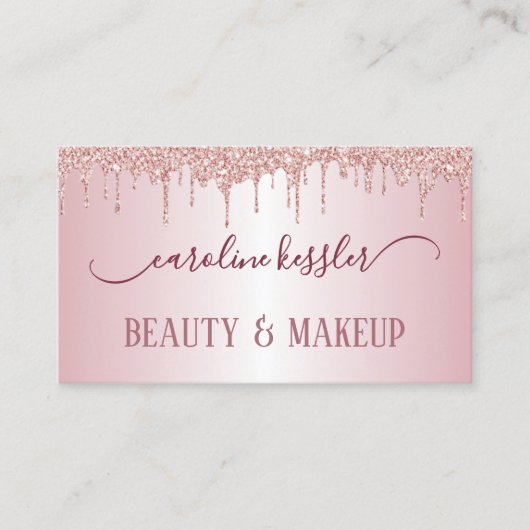 Carte De Visite Dusty Rose or rose Parties scintillant rose brilla (Devant)