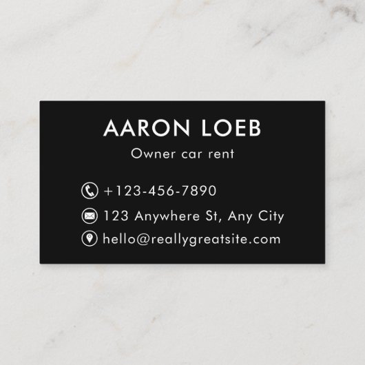 Carte de visite dynamique automobile noir et blanc (Dos)
