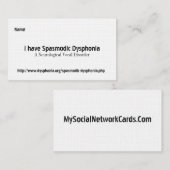 Carte De Visite Dysphonie spasmodique, un Voca neurologique… (Devant / Derrière)