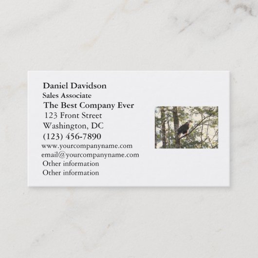 Carte De Visite Eagle chauve dans un arbre (Devant)