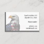 Carte De Visite Eagle chauve drapé dans le drapeau américain (Dos)