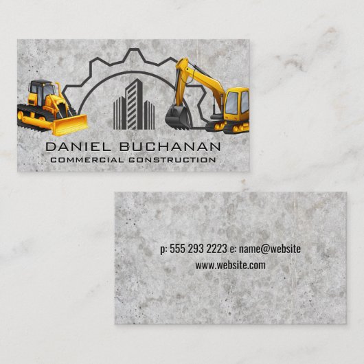 Carte De Visite Earth Mover | Véhicule de construction | Béton (Devant / Derrière)