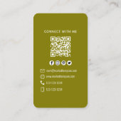 Carte De Visite Earth Tone Photo QR Code Connect With Me (Dos)