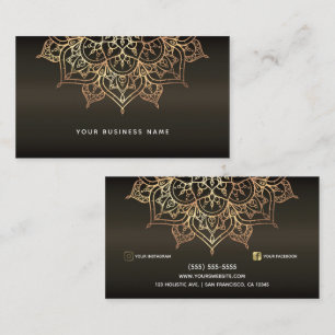 Carte De Visite Earthouse Brown & Gold Mandala Holistic Spa Busine