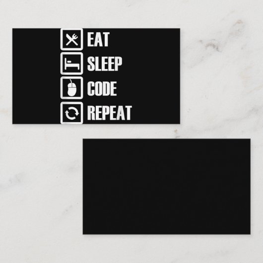 Carte De Visite Eat Sleep Code Répétition Coding Programmer Ingéni (Devant / Derrière)