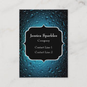 Carte De Visite Eau bleu Cool élégant gouttes avec Monogram (Devant)