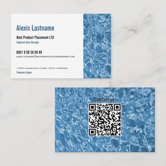 Carte De Visite Eau bleue (Devant / Derrière)