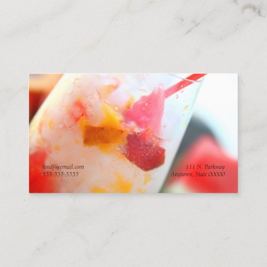 Carte De Visite Eau de fruits avec pêche et pastèque (Dos)