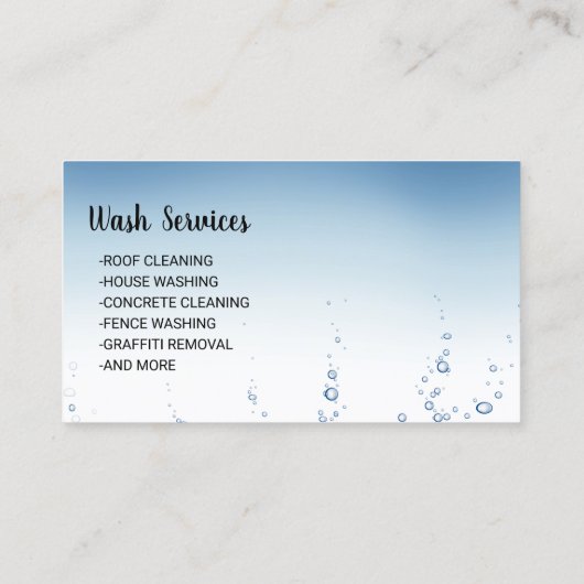 Carte De Visite Eau de lavage sous pression Gouttes Nettoyage de l (Dos)