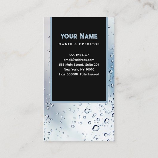 Carte De Visite Eau de lavage sous pression Gouttes Nettoyage de l (Dos)