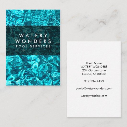 Carte De Visite Eau Éclairage Piscine Nettoyant Gardener (Devant / Derrière)