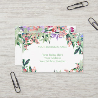 Carte De Visite Eau florale rose et olive
