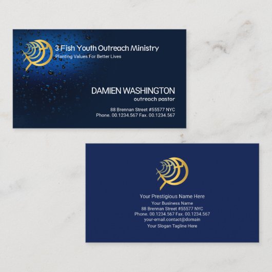 Carte De Visite Eau Luminescente Stylisée Simple Baisse Chrétienne (Devant / Derrière)