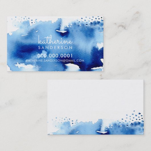 CARTE DE VISITE EAU PEINTE À LA MAIN (Devant / Derrière)