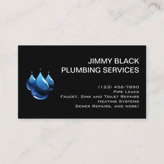 Carte De Visite Eau Simple Dépose Plomberie Moderne (Devant)