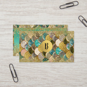 Carte De Visite Écaille de Sirène Multi Couleur Paillettes Glamour