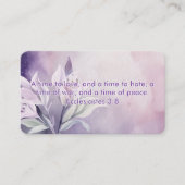 Carte De Visite Ecclésiaste FLORAL 3:8 KJV Bible Verse (Devant)