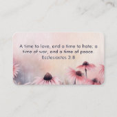 Carte De Visite Ecclésiaste FLORAL ROSE 3:8 KJV Bible Verse (Devant)