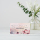 Carte De Visite Ecclésiaste FLORAL ROSE 3:8 KJV Bible Verse (Debout devant)