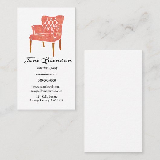 Carte De Visite Échafaudage français de design d'intérieur de (Devant / Derrière)