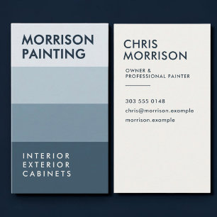 Carte De Visite Échantillon de peinture bleue Peintre Décorateur